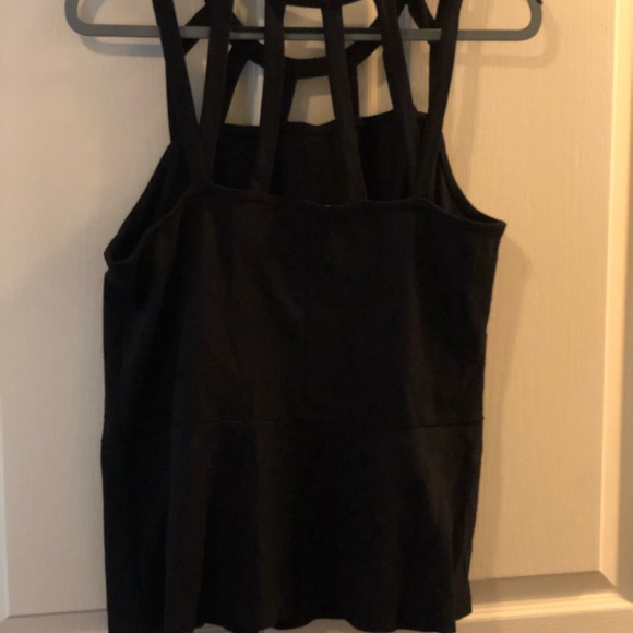 Black criss cross peplum top - Picture 2 of 4